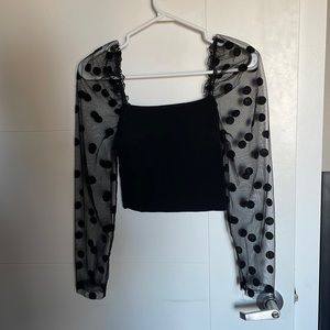 Zara polka dot mesh sleeve size small